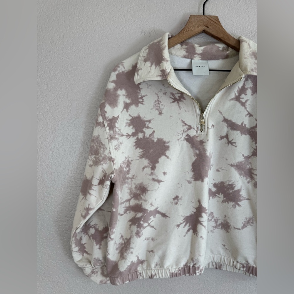 Varley Romero Sweat Half 1/2 Zip Pullover Sweatshirt in Taupe Tiedye Medium $127 - Picture 6 of 11